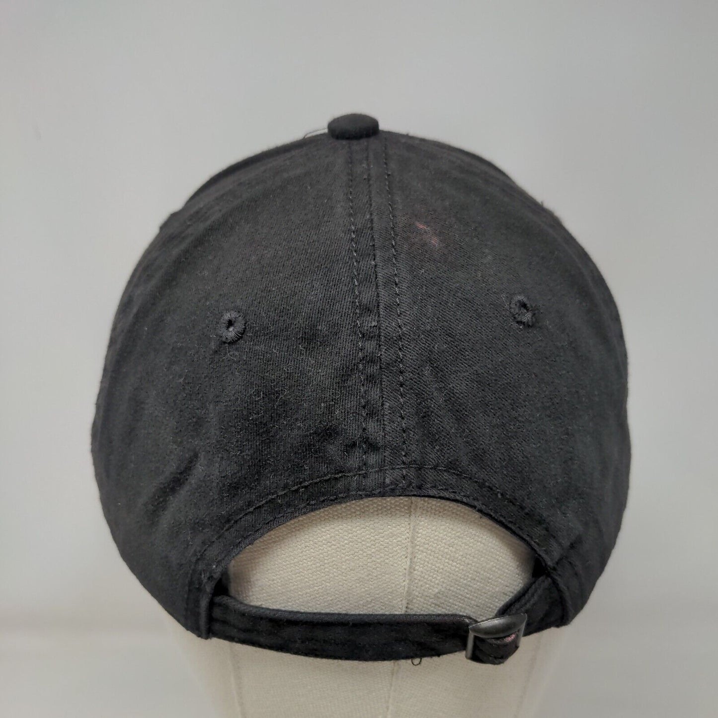 Unbranded Slideback Hat Black OSFM Adjustable Vented Holes 6 Panel Blank