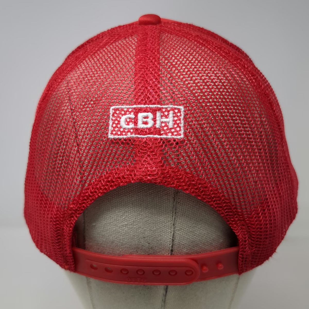OTTO Trucker Hat Red White OSFM CBH No Luck All Work Patch Mesh Snapback Rope