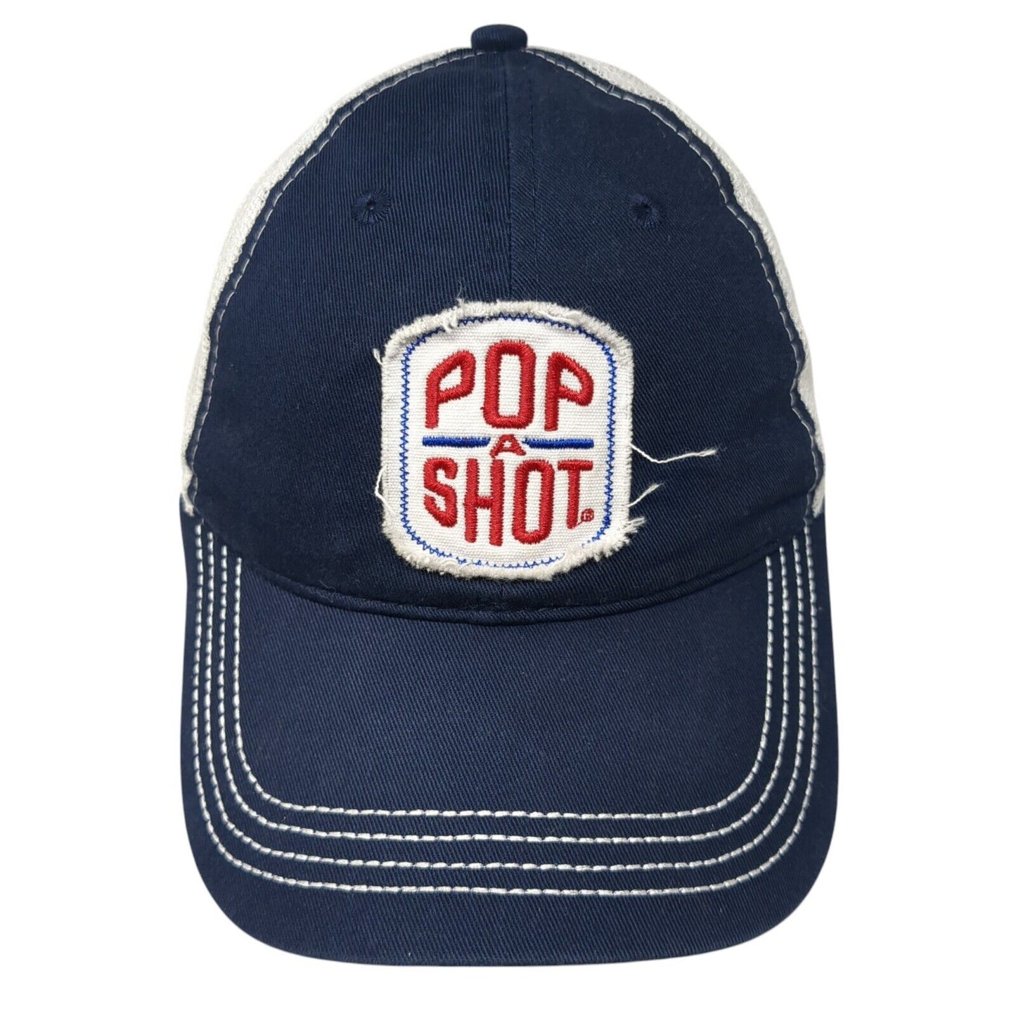 Pop A Shot Snapback Trucker Hat Blue OS Adjustable Embroidered Mesh Back Brewery