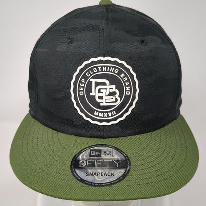 New Era Snapback Black Green One Size Camo Flat Brim Deep Clothing Brand Hat
