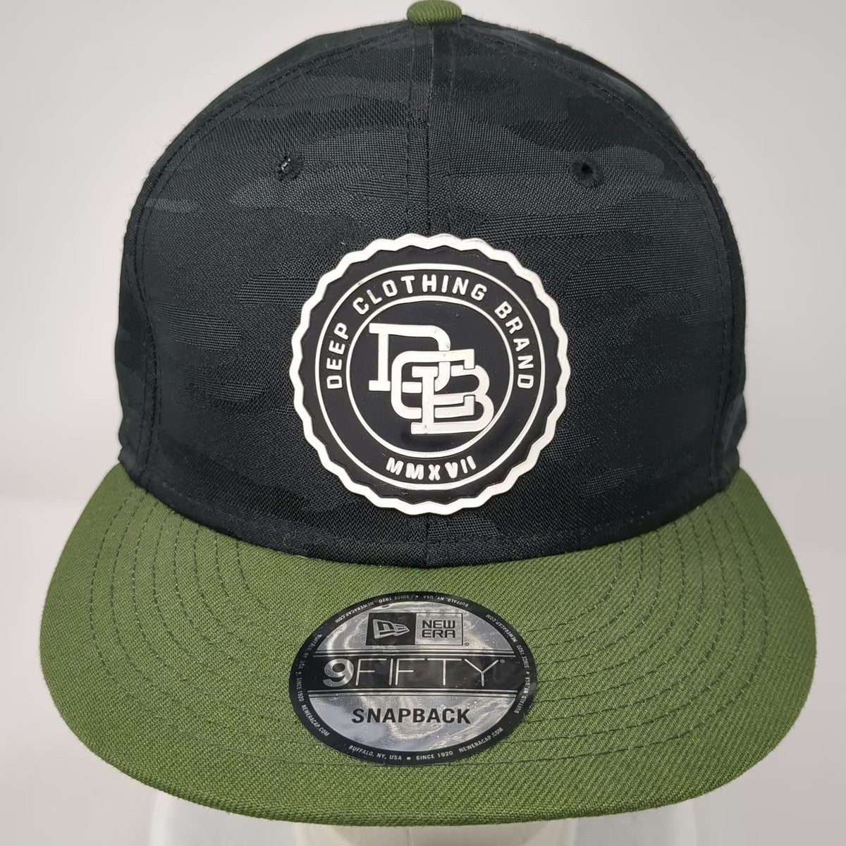 New Era Snapback Black Green One Size Camo Flat Brim Deep Clothing Brand Hat