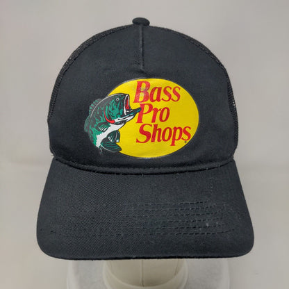 Bass Pro Shops Snapback Trucker Hat Black OSFM Adjustable Mesh Back Gone Fishing
