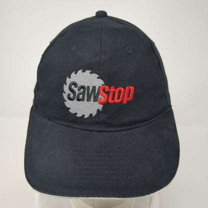 Saw Stop Strapback Hat Black One Size Adjustable Embroidered Outdoor