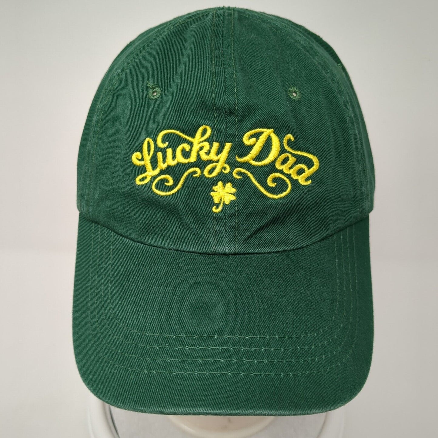Lucky Dad Strapback Hat Green One Size Adjustable Embroidered 6 Panel