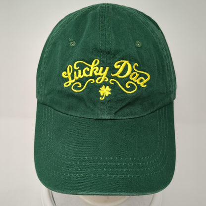 Lucky Dad Strapback Hat Green One Size Adjustable Embroidered 6 Panel
