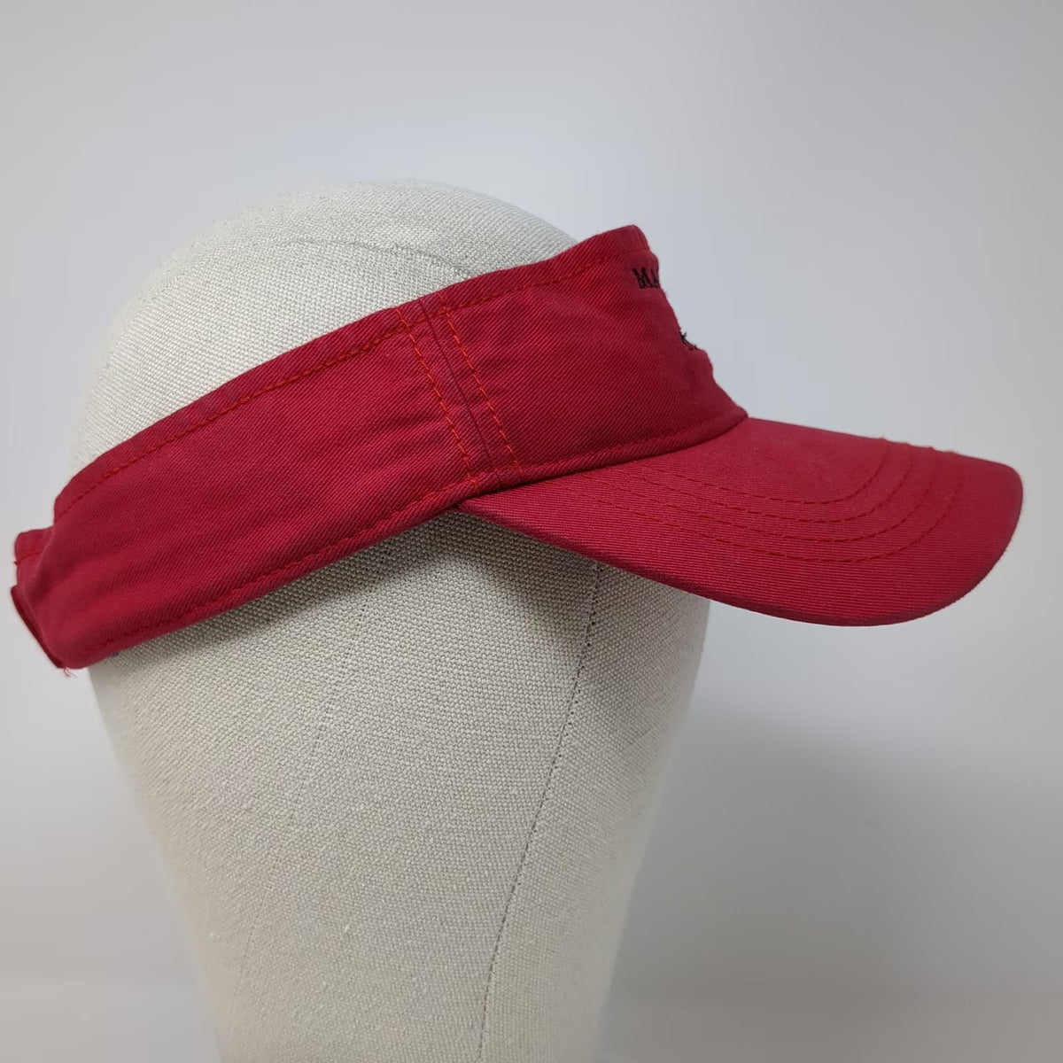 KNP Visor Red One Size Maine Nubble Light Lighthouse Embroidered Cotton Hat