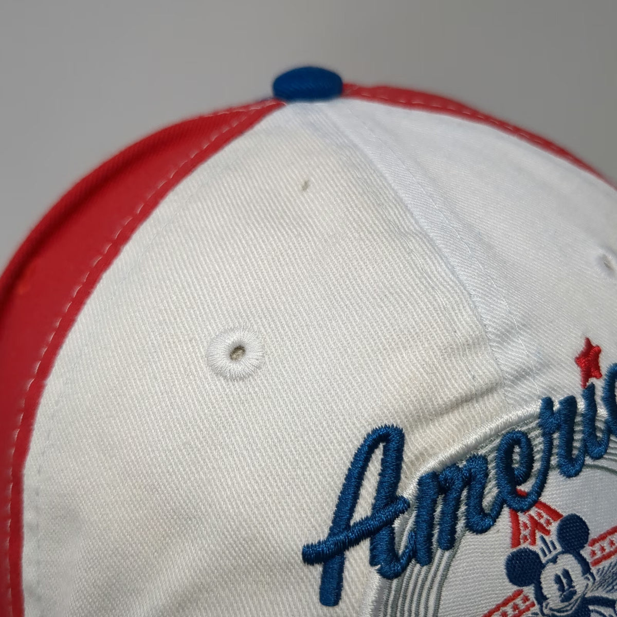Disney Parks Baseball Cap White One Size Mickey Mouse Bottle Opener Red Blue Hat