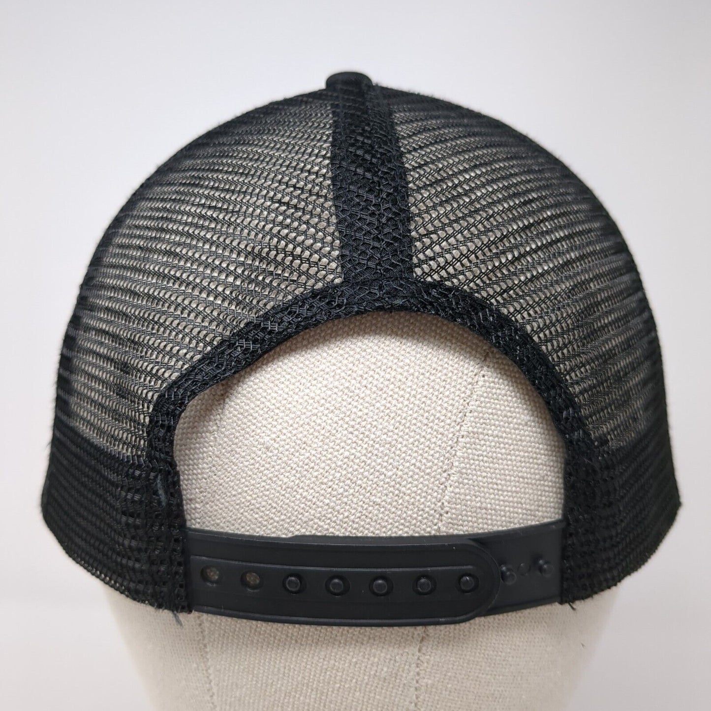 Smiley Face Snapback Mesh Back Trucker Hat Black One Size Embroidered