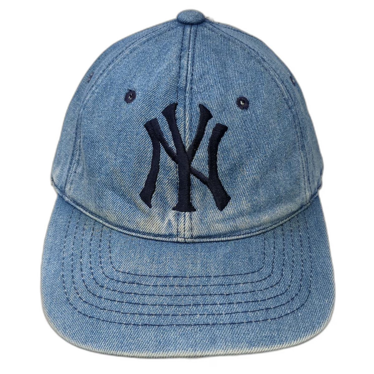 Green Field Baseball Cap Blue One Size Denim NY Logo Slideback Cotton Korea Hat