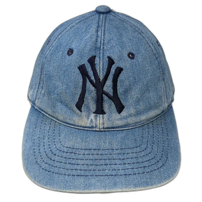 Green Field Baseball Cap Blue One Size Denim NY Logo Slideback Cotton Korea Hat