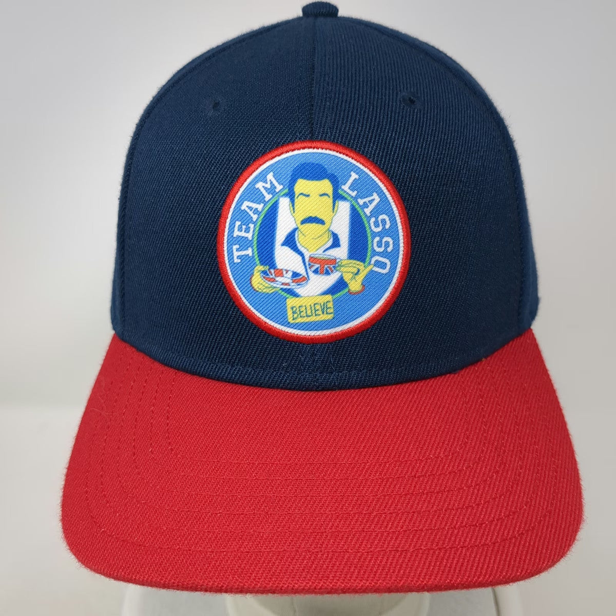 Ted Lasso Snapback Hat Blue Red One Size Believe Patch Yellow Underbrim Show