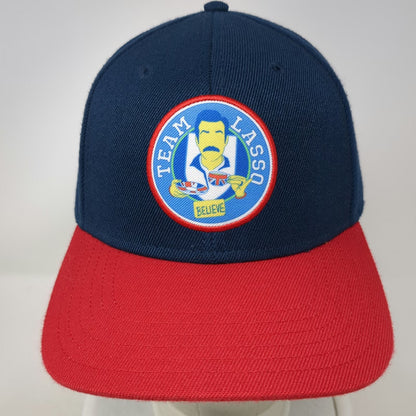 Ted Lasso Snapback Hat Blue Red One Size Believe Patch Yellow Underbrim Show