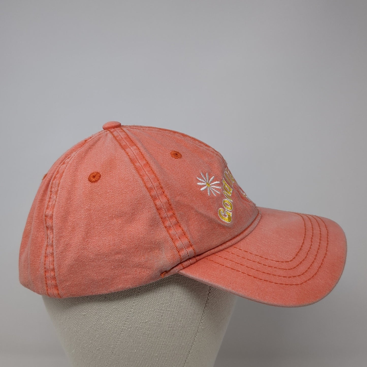 Good Vibes Club Slideback Baseball Cap Orange One Size Adjustable Embroidered