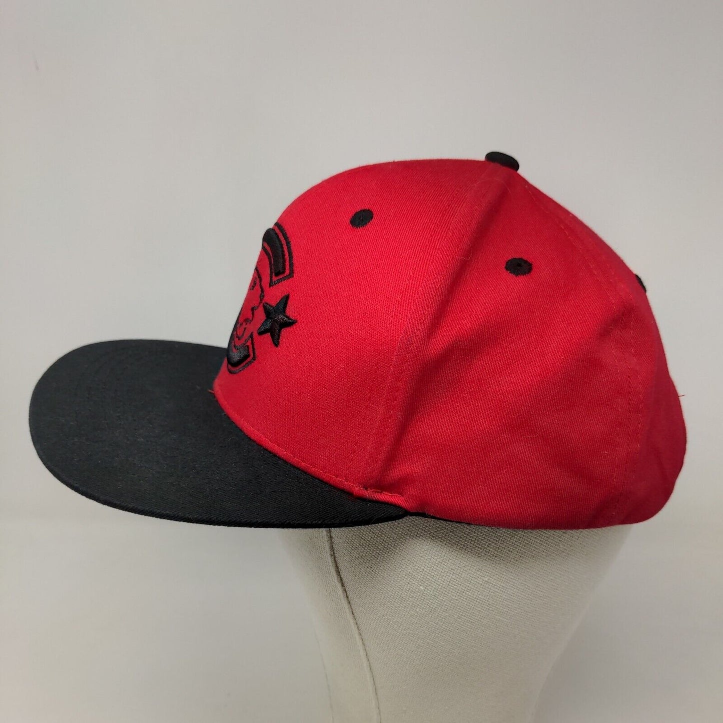 Unbranded Men's Snapback Hat Red Black Embroidered Logo Adjustable California