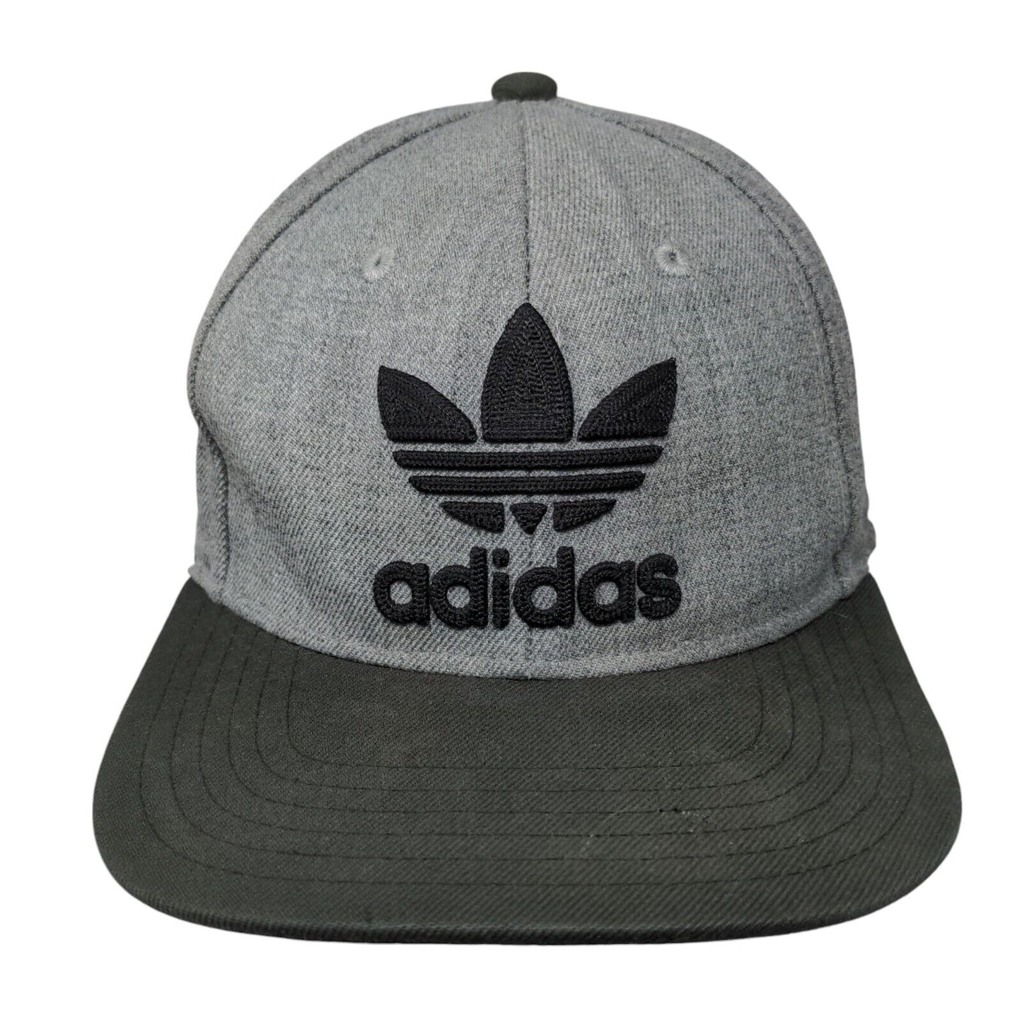 Adidas Trefoil Snapback Hat Gray OSFM Embroidered Colorblock 6 Panel