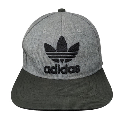 Adidas Trefoil Snapback Hat Gray OSFM Embroidered Colorblock 6 Panel