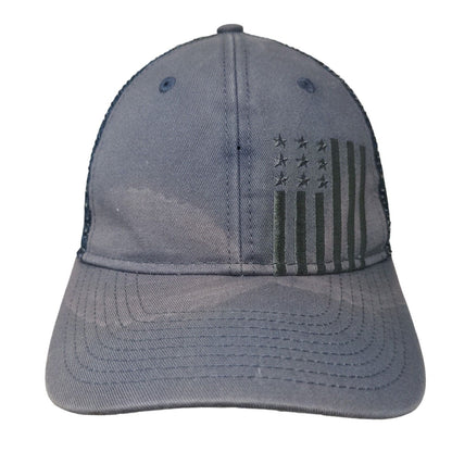 USA Flag Embroidered Snapback Trucker Hat Blue One Size Embroidered Mesh Back