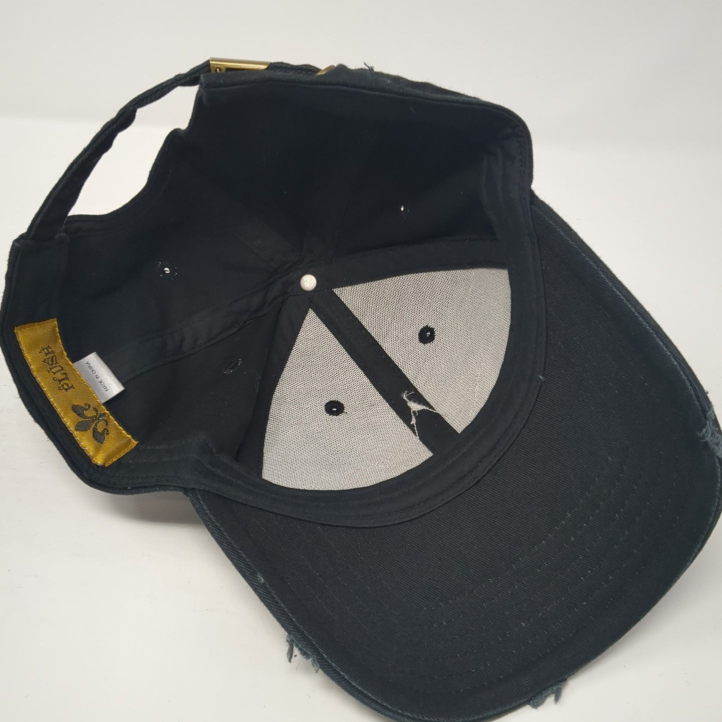 Star Slideback Baseball Cap Black One Size Adjustable Distressed Royal Plush