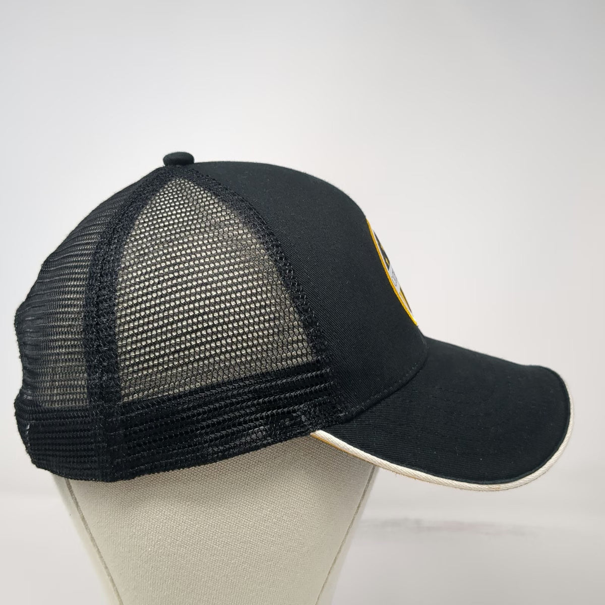 MPC Trucker Hat Black One Size Caterpillar Snapback Mesh Back Patch Stars Logo