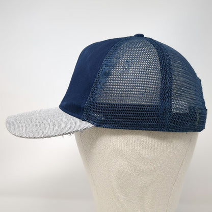 Volcom Trucker Hat Blue Gray One Size Snapback Mesh Distressed Stone Surf Hat