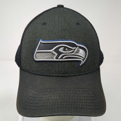 New Era Baseball Cap Gray L NFL Seattle Seahawks Logo Mesh Back Stretch Fit Hat