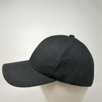 Unbranded Strapback Hat Black One Size 6 Panel Adjustable Blank Solid