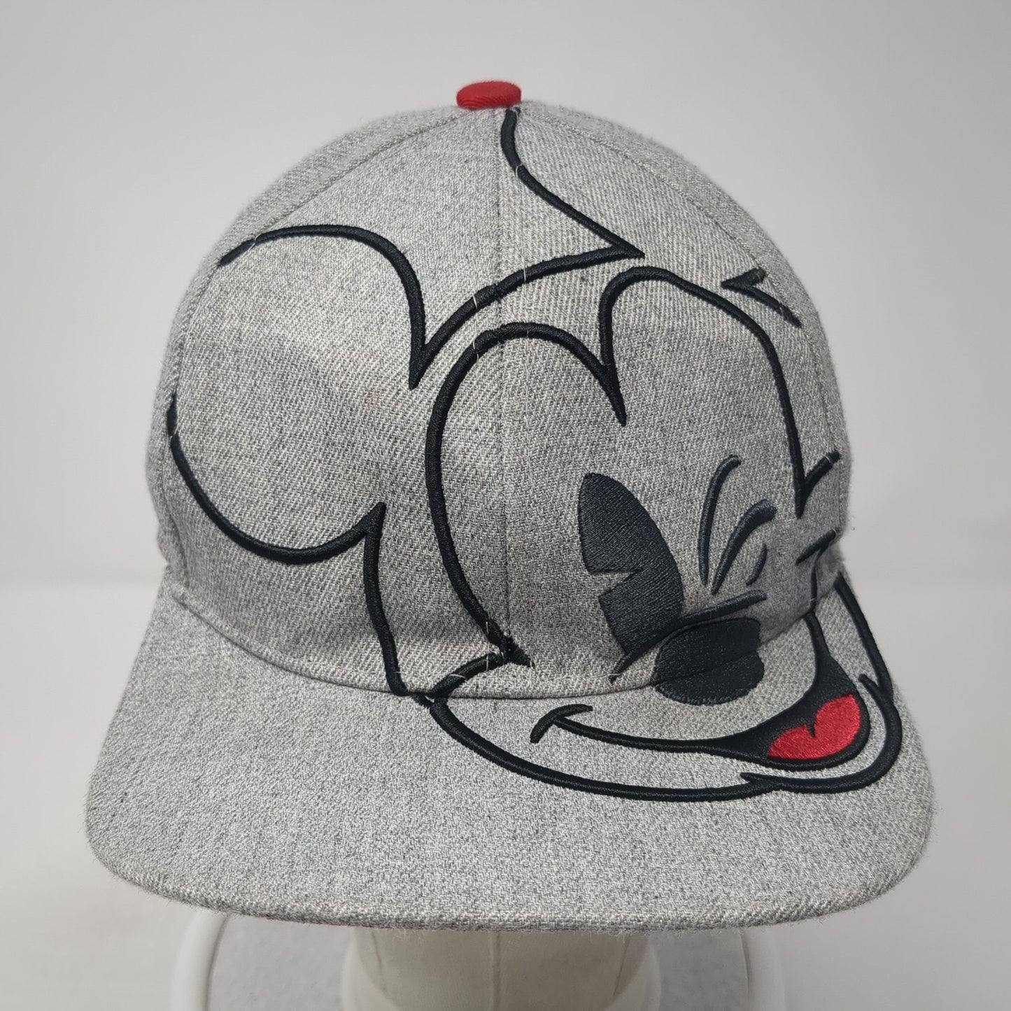 Mickey Mouse Face Snapback Hat Gray One Size Adjustable Disney 6 Panel
