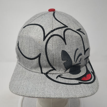 Mickey Mouse Face Snapback Hat Gray One Size Adjustable Disney 6 Panel