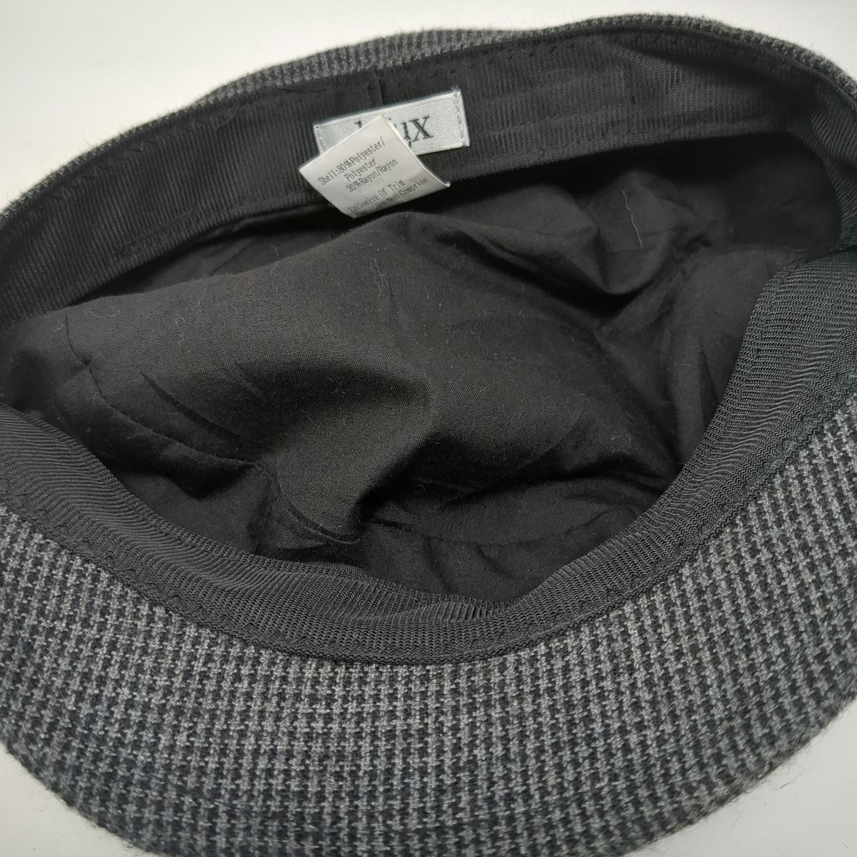 deLux Army Cap Gray One Size Flower Accent Micro Houndstooth Tweed Hat