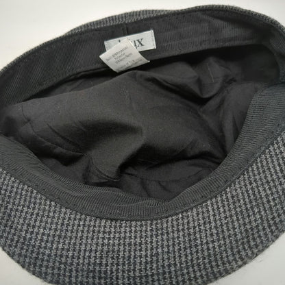 deLux Army Cap Gray One Size Flower Accent Micro Houndstooth Tweed Hat