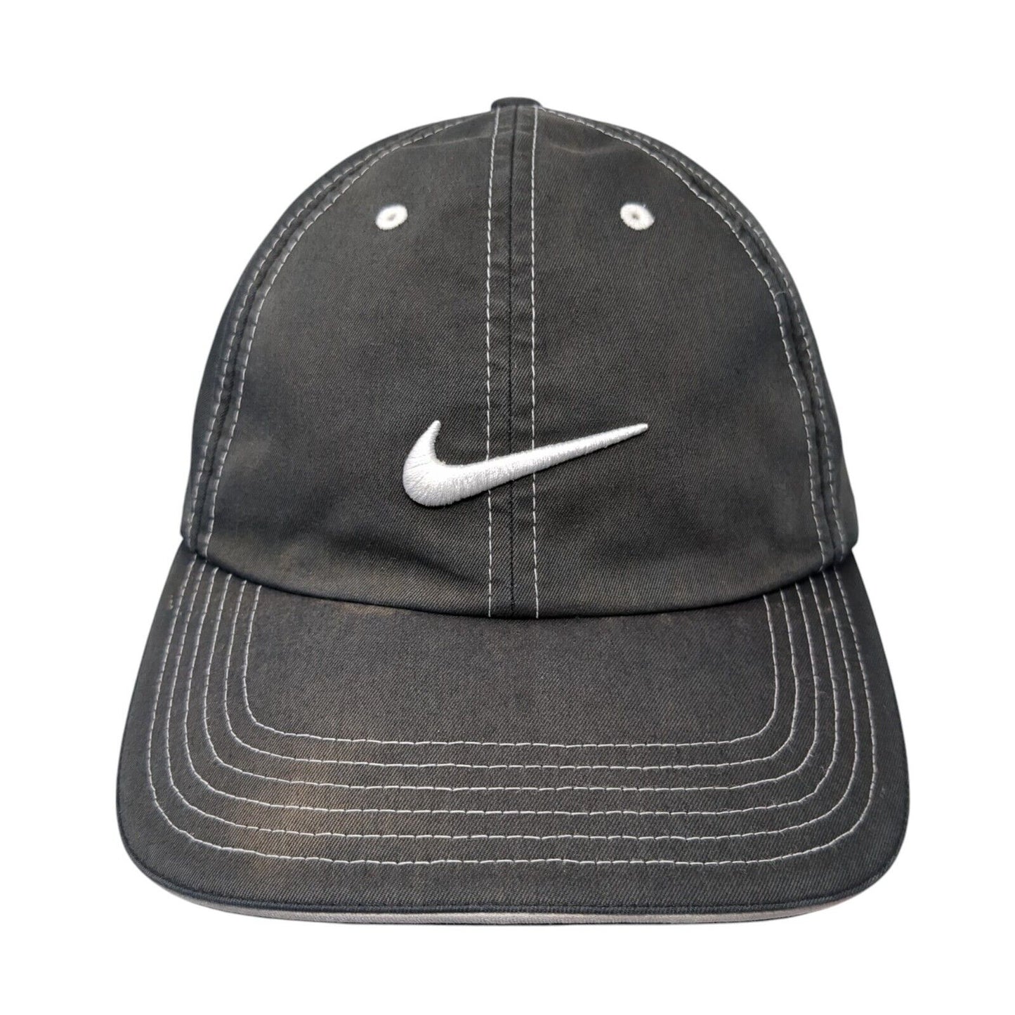 Nike Golf Strapback Hat Gray One Size Swoosh Adjustable Solid 6 Panel