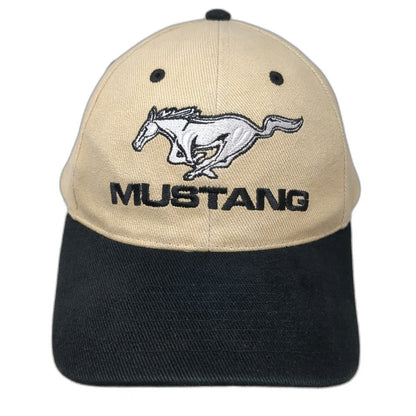 Mustang Baseball Cap Beige Black One Size Strapback Embroidered Horse Logo Hat