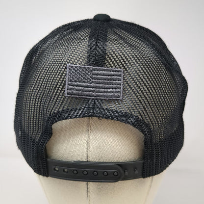 Trucker Hat Black One Size Mesh Back Snapback American Flag Gray Curved Brim