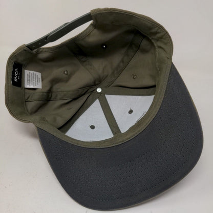 RVCA Men's Snapback Hat Green Embroidered Logo Cotton Blend Adjustable