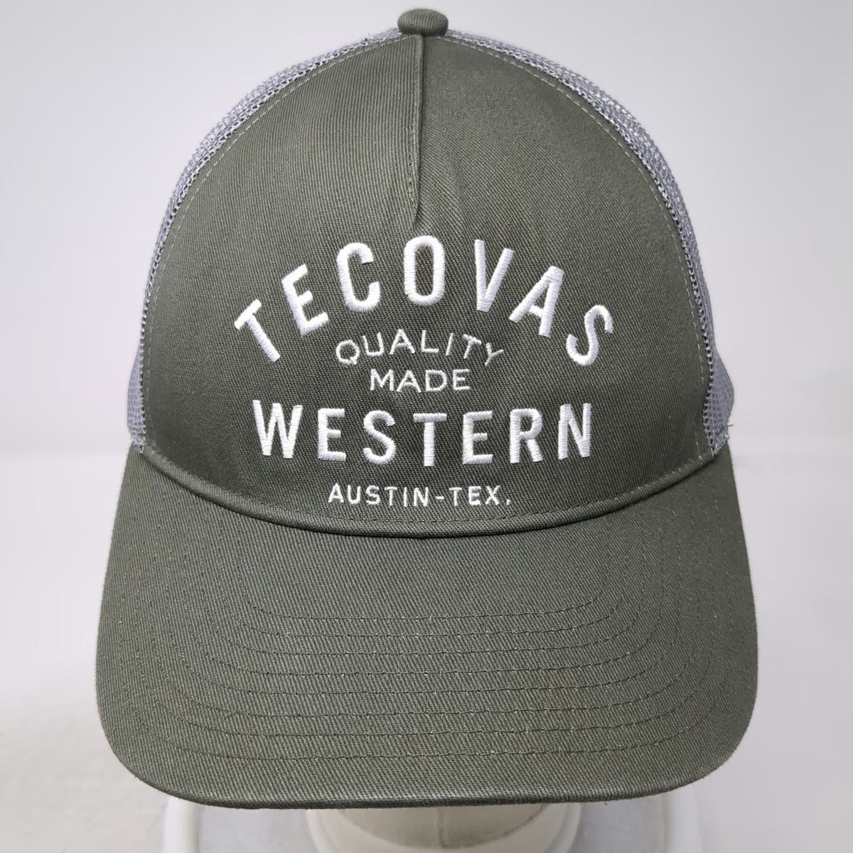 Tecovas Trucker Hat Green One Size Snapback Mesh Austin Texas Western Embroidery
