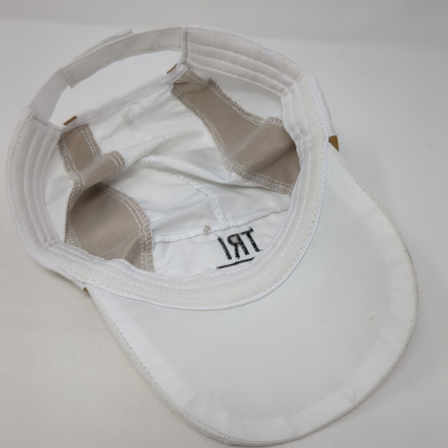 Tri Fla Strapback 5 Panel Cap White One Size Adjustable Embroidered Breathable