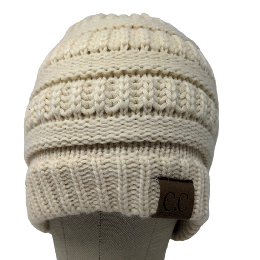 C.C. Exclusives Womens Knit Beanie Hat Cap Cream 100% Acrylic Cable Knit