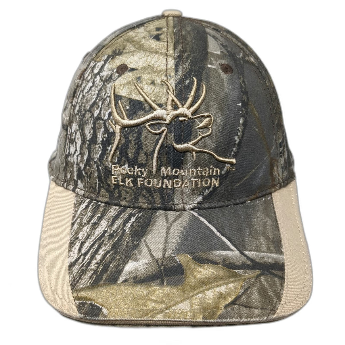 Rocky Mountain Elk Foundation Baseball Cap Green One Size Camo Hunting Strapback