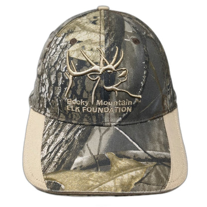 Rocky Mountain Elk Foundation Baseball Cap Green One Size Camo Hunting Strapback