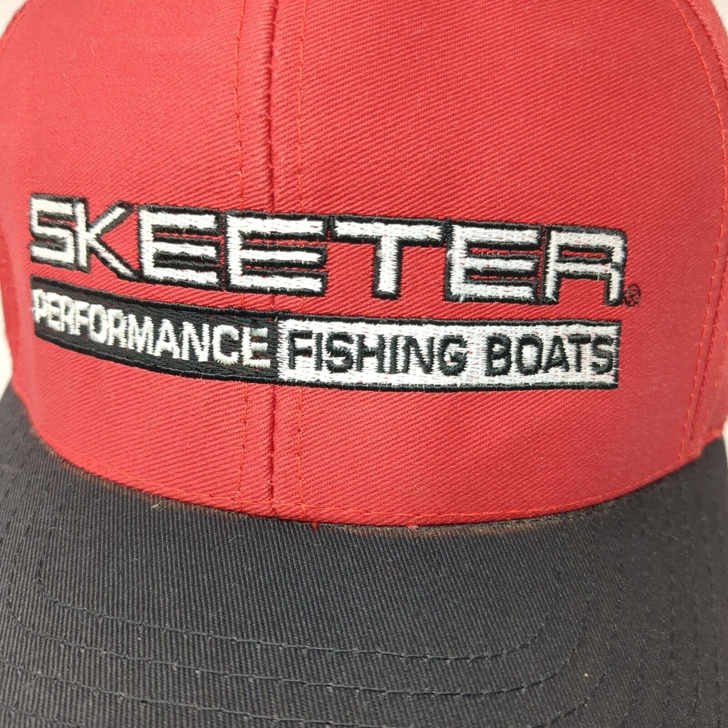 Skeeter Snapback Hat Red One Size Adjustable Eat Sleep Fish Colorblock