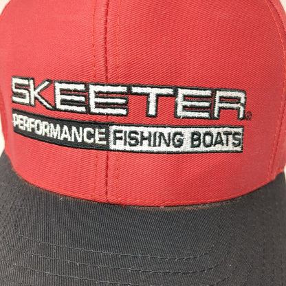 Skeeter Snapback Hat Red One Size Adjustable Eat Sleep Fish Colorblock