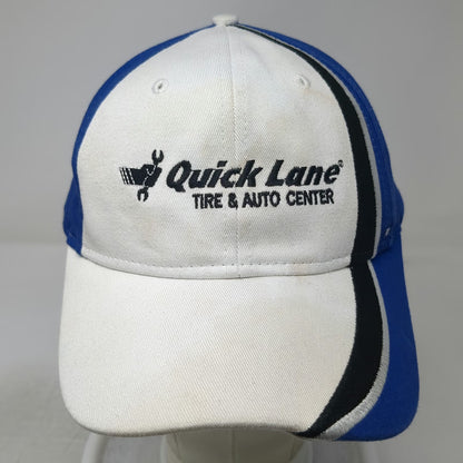 Quick Lane Tire Auto Center Logo White Blue One Size Baseball Cap Hat Strapback