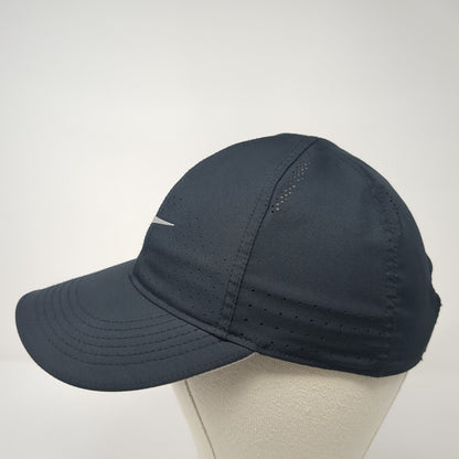 Nike Swoosh Strapback Hat Black One Size Adjustable Laser Cut Dri-Fit