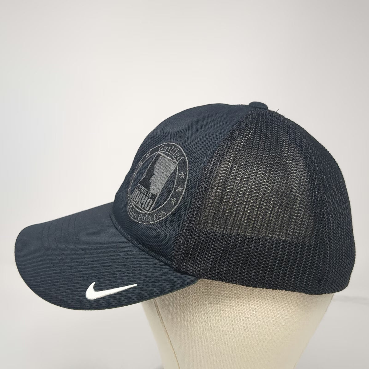 Nike Golf Baseball Cap Black M Idaho Potatoes Mesh Back Flexfit Hat Swoosh