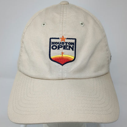 Levelwear Houston Open Golf Logo Beige Baseball Cap OSFM Slideback Buckle Hat