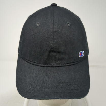 Champion Baseball Cap Black One Size Slideback Embroidered Logo Curved Brim Hat