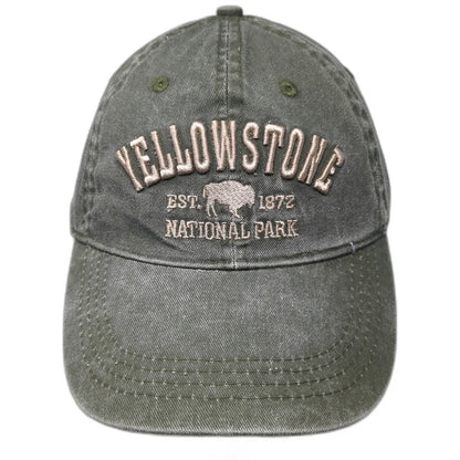 Lucky 7 Yellowstone National Park Buffalo Green One Size Baseball Cap Hat Cotton
