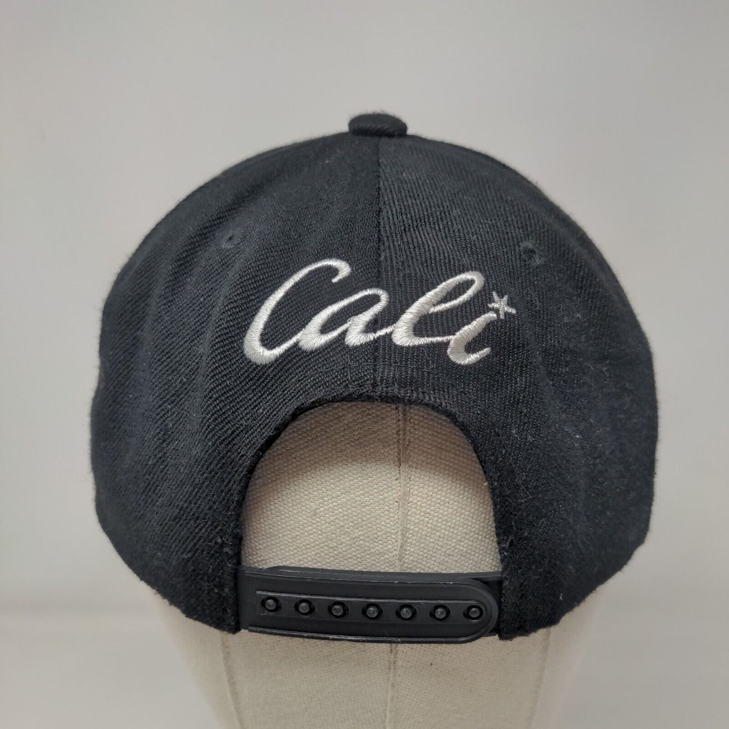 Cali Bear Snapback Hat Black One Size Adjustable Embroidered 6 Panel