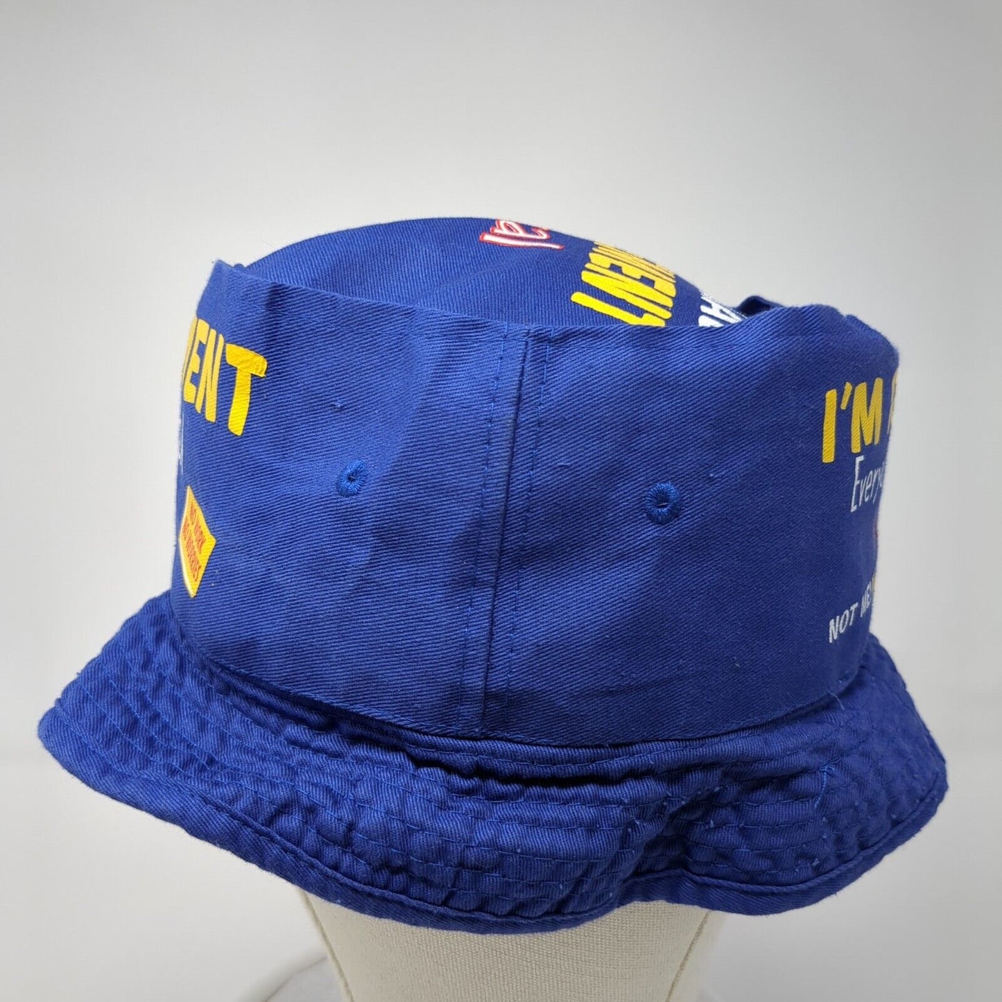 Retirement Survival Bucket Hat Blue One Size Solid No Work No Worries
