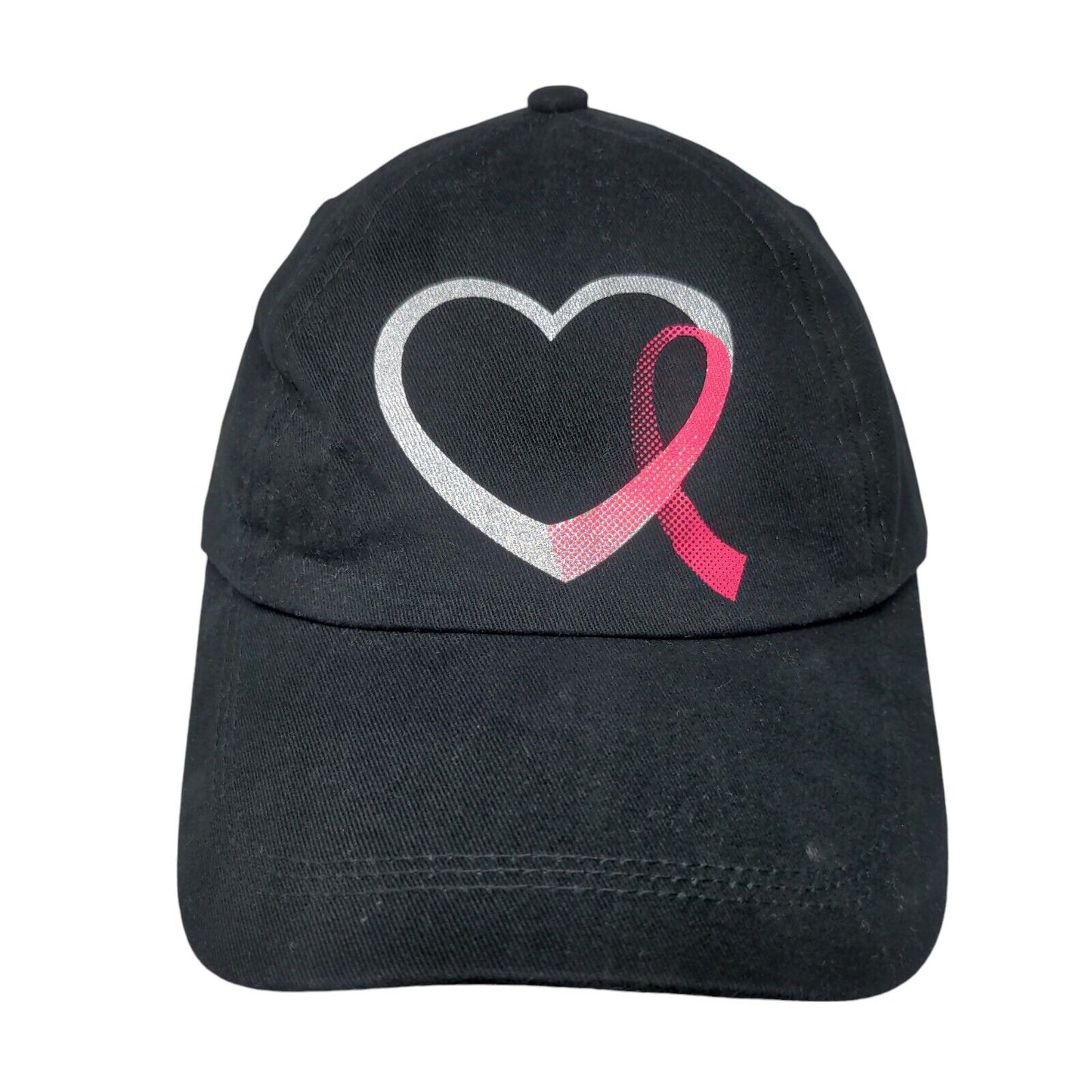 Pink Heart Breast Cancer Awareness Slideback Hat Black OS Adjustable Cotton
